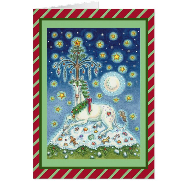 MAGIC CHRISTMAS UNICORN JULHÄLSNINGAR KORT V (Framsidan)