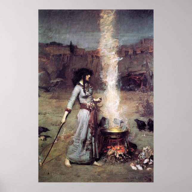 Magic Circle av John William Waterhouse -1886 Poster (Framsidan)