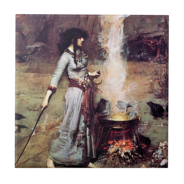 Magic Circle Waterhouse Pre-Raphaelite Tile Kakelplatta (Framsidan)
