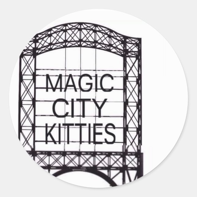 Magic City Kattunge Sticker Runt Klistermärke (Framsida)