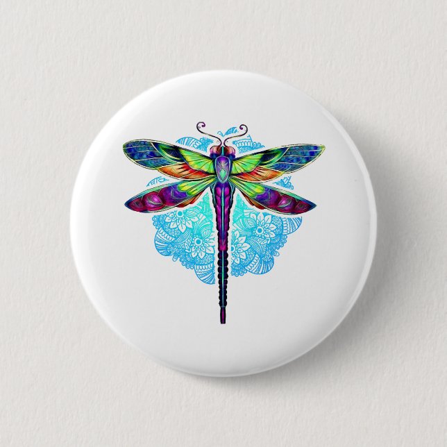 Magic Colorful Dragonfly Mandala Knapp (Framsida)