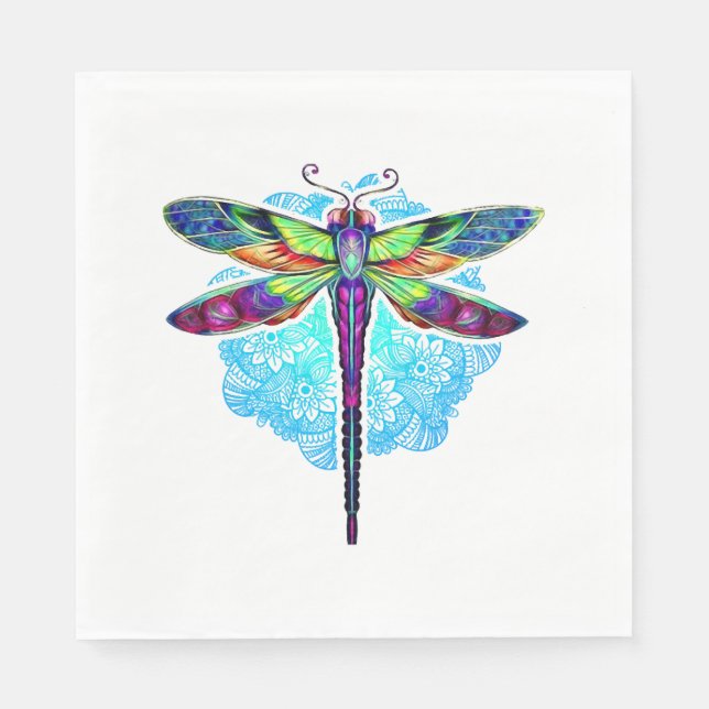 Magic Colorful Dragonfly Mandala Pappersservett (Framsidan)