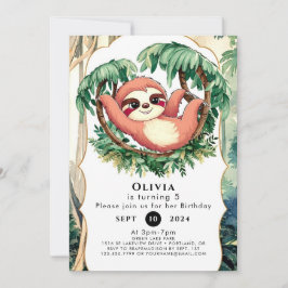 Magic Colorful Sloth Birthday Inbjudningar
