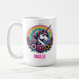 Magic Colorful Unicorn and Rainbow Personlig Kaffemugg