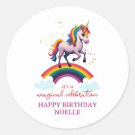 Magic Colorful Unicorn Rainbow Birthday Runt Klistermärke