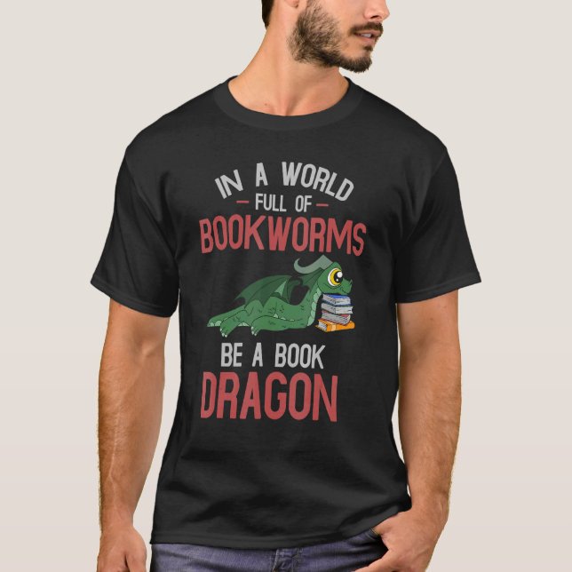 Magic Creatm Bookworm Bok Reading Bok Drago T Shirt (Framsida)