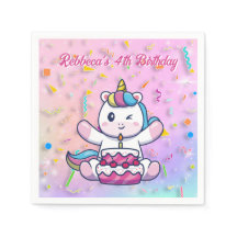 Magic CreatUnicorn Rosa Birthday Napkin
