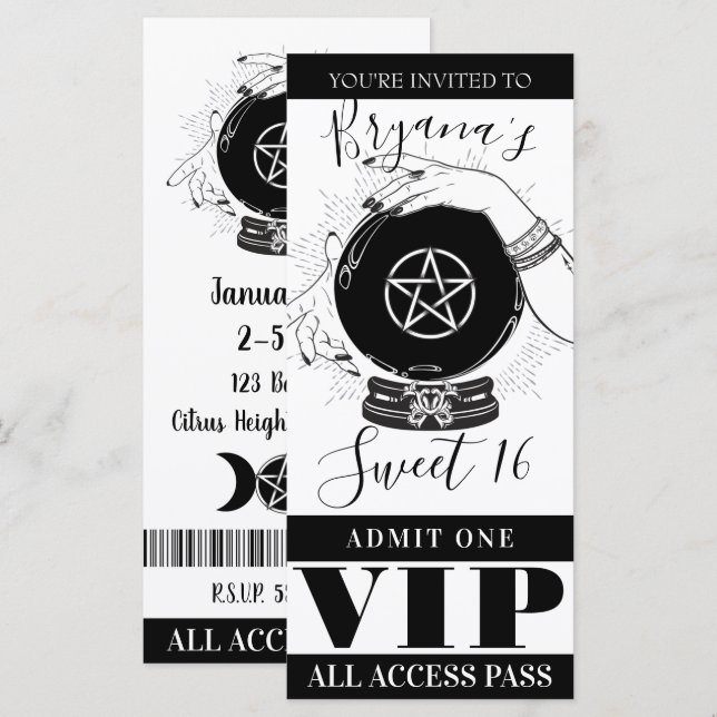 Magic Crystal Boll Fortune Teller Party VIP Biljet (Fram/baksida)