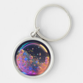 Magic Crystal Fairy Boll Rund Silverfärgad Nyckelring