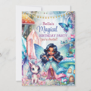 Magic Crystal Fairyland Födelsedagsfest Inbjudningar