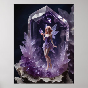 Magic Crystals Amethyst Fairy Wall Art Poster