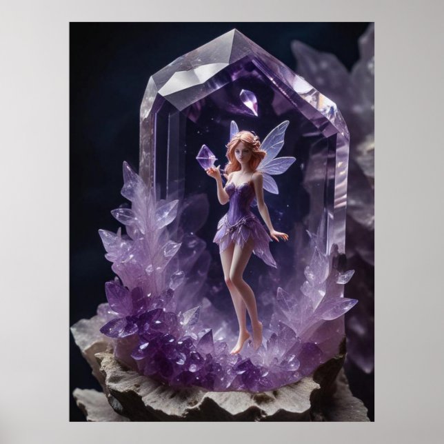 Magic Crystals Amethyst Fairy Wall Art Poster (Framsidan)