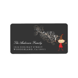 Magic Cute Elf White Swirls jul Adress Adressetikett