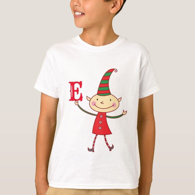 Magic Cute jul Elf Monogram Barn Helgdag Tee (Framsida)