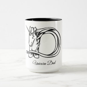 Magic Cute Monogram D Unicorn Pappa eller Din text Mugg