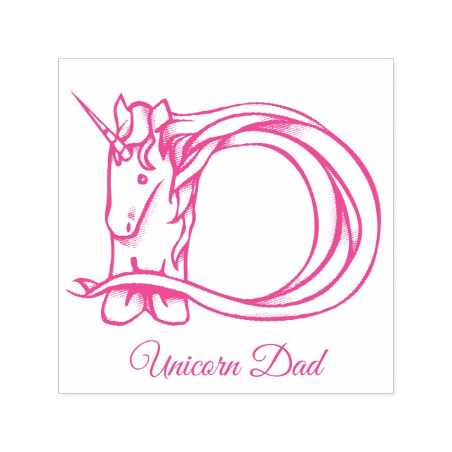 Magic Cute Monogram D Unicorn Pappa eller Din text Självfärgande Stämpel (Design)