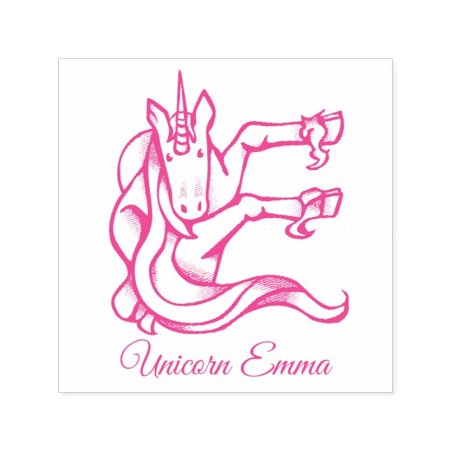 Magic Cute Monogram E Unicorn Emma eller Din text Självfärgande Stämpel (Design)