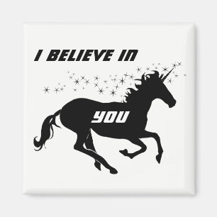 Magic Cute Unicorn Black and White Inspirational Magnet