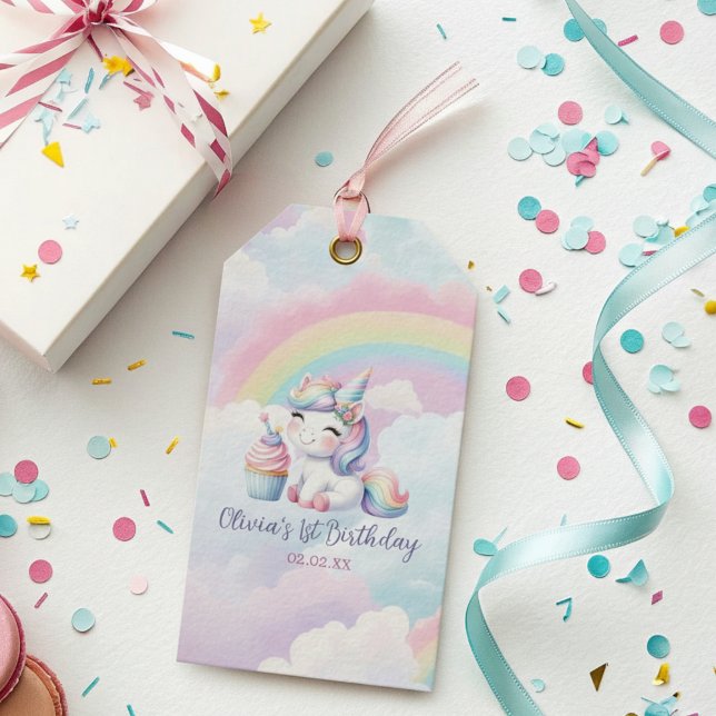 Magic Cute Unicorn Rainbow Birthday Gift Märkre Presentetikett (Skapare uppladdad)