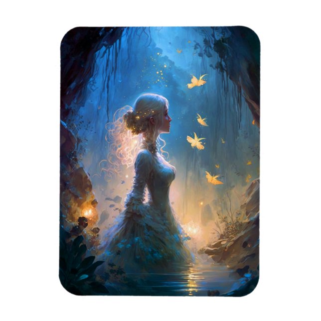 Magic Dam i Vatten Fantasy Art Magnet (Vertikal)