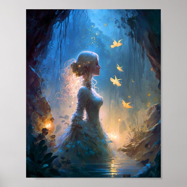 Magic Dam i Vatten Fantasy Art Poster (Framsidan)