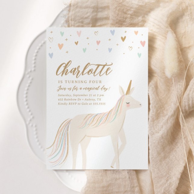 Magic Day Pastel Unicorn Birthday Inbjudningar (Skapare uppladdad)