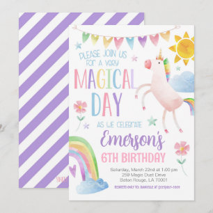 Magic Day Unicorn Birthday Inbjudan