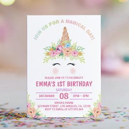 Magic Day Unicorn Rainbow Birthday-inbjudan Inbjudningar