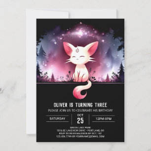 Magic Digital Cat Birthday Inbjudningar