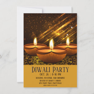 Magic Diwali Diyas med Sparkles Inbjudningar