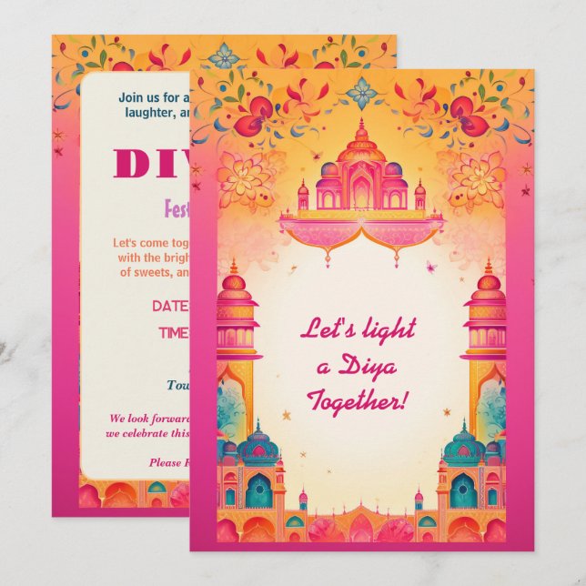 Magic Diwali-inbjudan Inbjudningar (Fram/baksida)