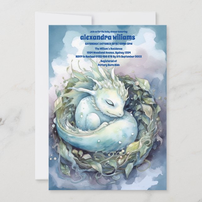 Magic Dragon Baby Shower Inbjudningar (Framsida)