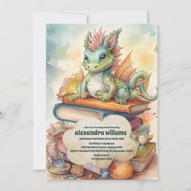 Magic Dragon Baby Shower Inbjudningar (Framsida)