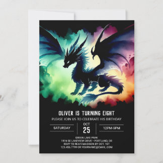 Magic Dragon Birthday Digital Inbjudningar