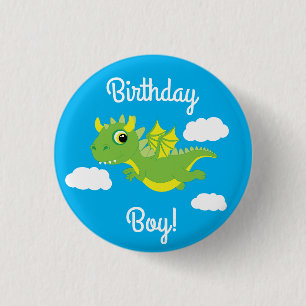Magic Dragon Cute 1st Birthday Button Pin Knapp