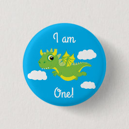 Magic Dragon Cute 1st Birthday Button Pin Knapp