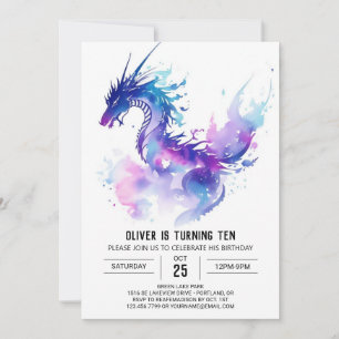 Magic Dragon Fantasy Birthday Inbjudningar