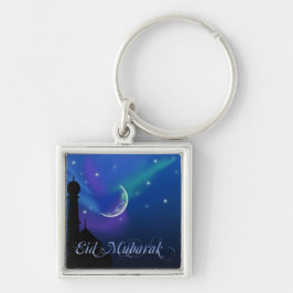 Magic Eid Night - Islamic Hälsning Keychain Fyrkantig Silverfärgad Nyckelring