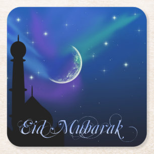 Magic Eid Night - Islamic Hälsning Papper Underläg Underlägg Papper Kvadrat