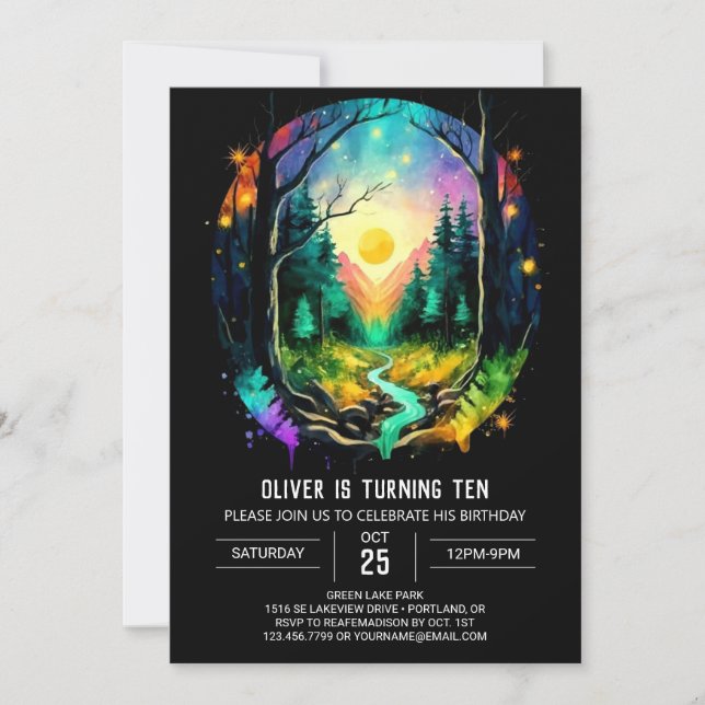 Magic Elegant Brushwood Birthday Inbjudningar (Framsida)