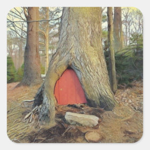 Magic Elf House Fyrkantigt Klistermärke