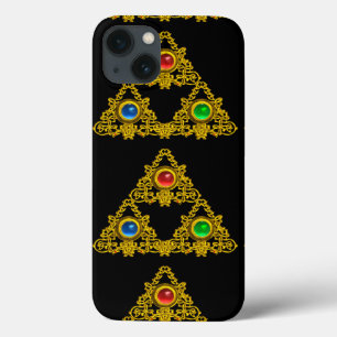 MAGIC ELFIC TALISMAN,BLACK GULD TRIANGLE,GEMSTONES