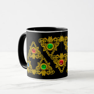 MAGIC ELFIC TALISMAN,GULD TRIANGLE,GEMSTONES Black Mugg