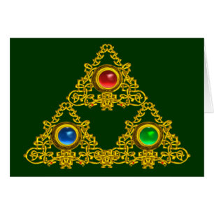 MAGIC ELFIC TALISMAN /GULD TRIANGLE MED GEMSTONER HÄLSNINGSKORT