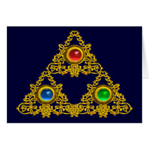 MAGIC ELFIC TALISMAN /GULD TRIANGLE MED GEMSTONER HÄLSNINGSKORT