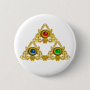 MAGIC ELFIC TALISMAN /GULD TRIANGLE MED GEMSTONER KNAPP