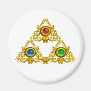 MAGIC ELFIC TALISMAN /GULD TRIANGLE MED GEMSTONER MAGNET