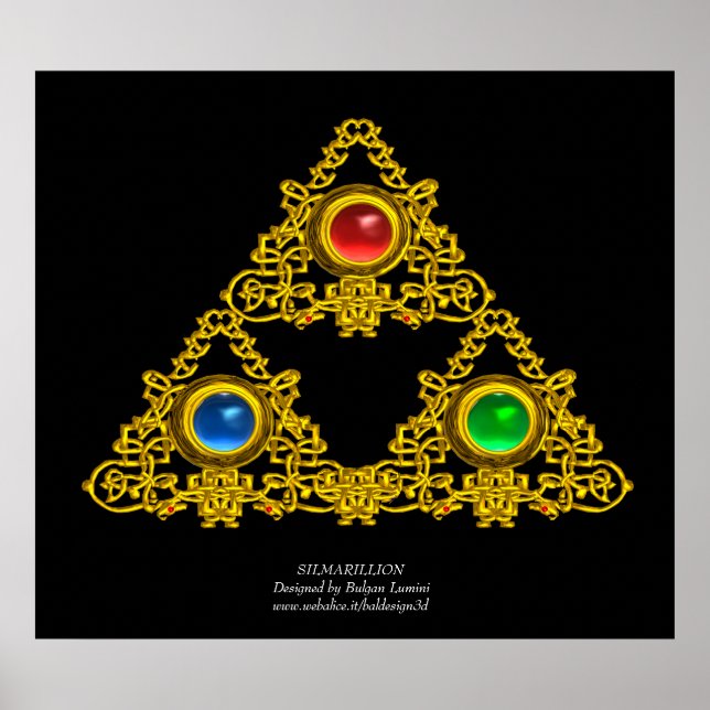 MAGIC ELFIC TALISMAN /GULD TRIANGLE MED GEMSTONER POSTER (Framsidan)