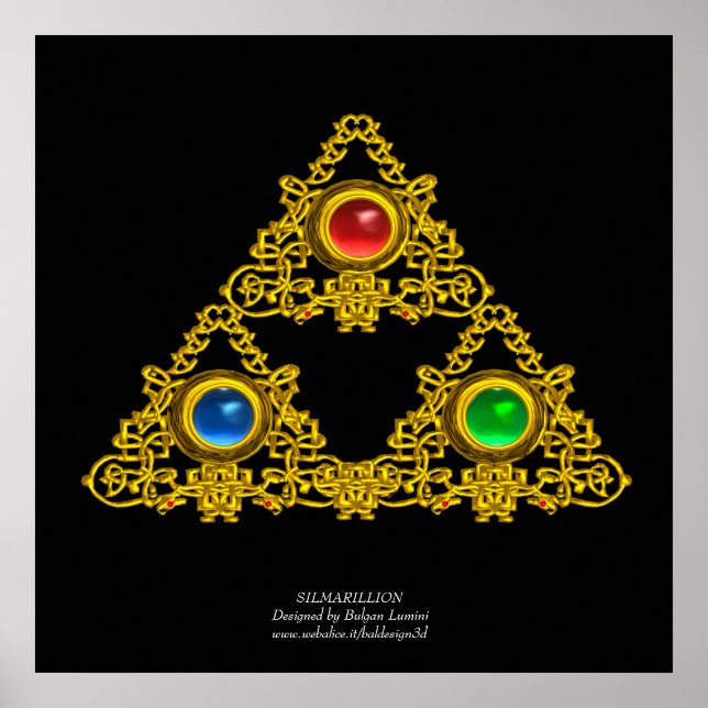 MAGIC ELFIC TALISMAN /GULD TRIANGLE MED GEMSTONER POSTER (Framsidan)