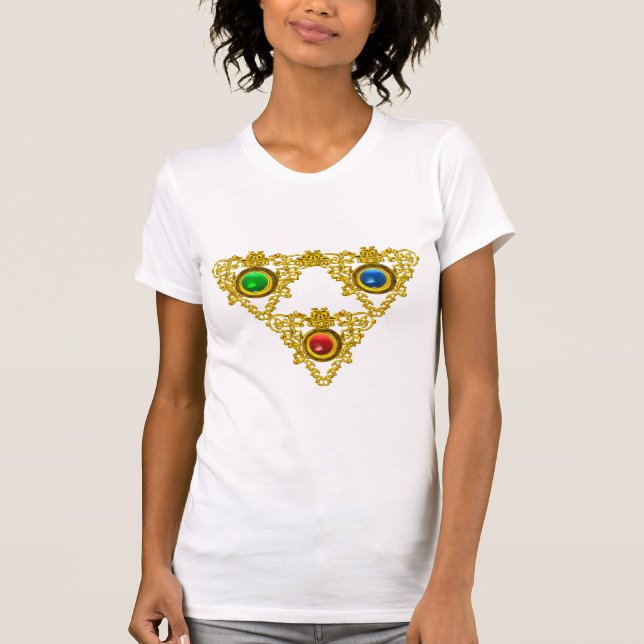 MAGIC ELFIC TALISMAN /GULD TRIANGLE MED GEMSTONER TRÖJA (Framsida)